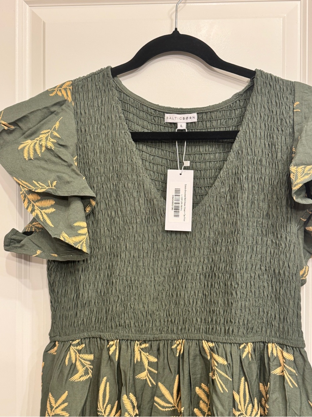 Baltic Born Olive Green Maxi Dress with Yellow Leaf Print - Picture 4 of 7